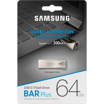 SAMSUNG BAR Plus Flash Drive 64GB USB 3.1 sil
