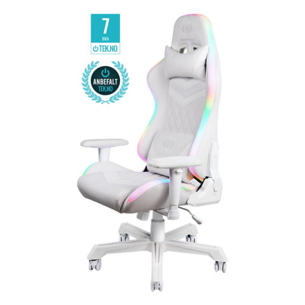 DELTACO GAM-080-W, RGB Herná stolička, biela