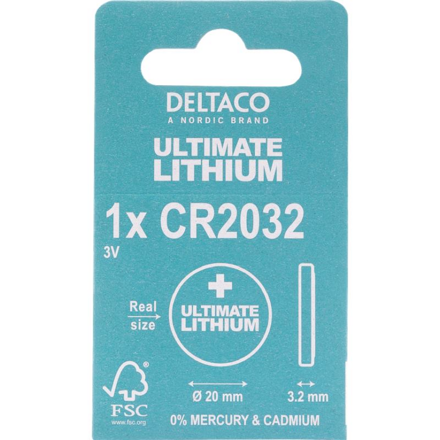 DELTACO Ultimate CR2032, Gombíkové batérie, 1ks