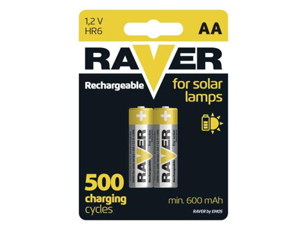 Baterie AA (R6) nabíjecí RAVER solar 600mAh