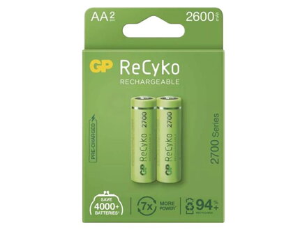 Batérie AA (R6) nabíjacie 1,2V/2600mAh GP Recyko  2ks