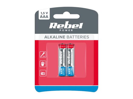 Batéria AAA (R03) alkalická REBEL Alkaline Power 2BP BAT0066B