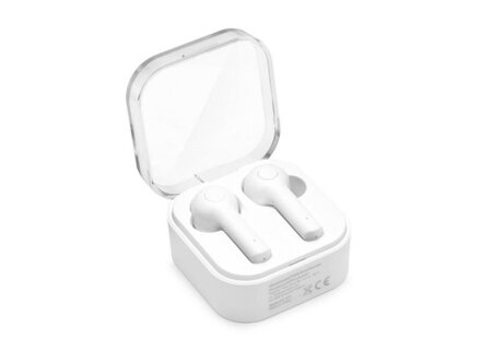 Slúchadlá do uší TWS EP-002, bezdrôtová Bluetooth slúchadlá s nabíjacou stanicou, biela