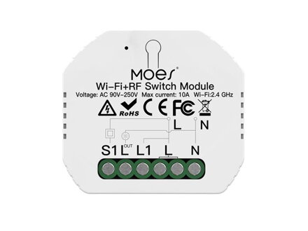 Smart ovládač osvetlenia MOES MS-104 1-kanálový WiFi/RF/Bluetooth Tuya