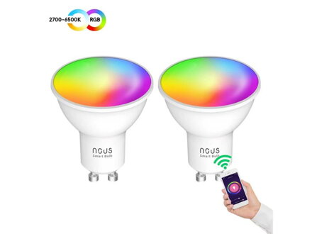 Smart sada LED žiaroviek GU10 4,5W RGB Nous P8/2pack WiFi Tuya