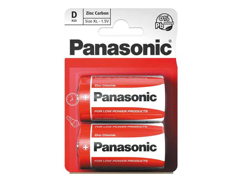 Baterie R20 (D) Red  zinkouhlíková, PANASONIC 2BP