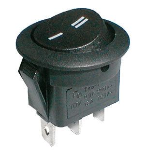 Prepínač kolískový okrúhly 2pol./3pin ON-ON 250V/6A čierny
