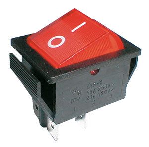 Prepínač kolískový 2pol./4pin ON-OFF 250V/15A pros. červený