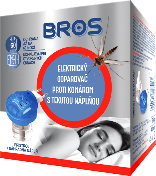 08295 Bros Elektrický odparovač proti komárom s tekutou náplňou 60 nocí bez komárov