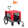 vidaXL Vozík pre domáce zvieratá na bicykel/beh 2-v-1, červeno sivý