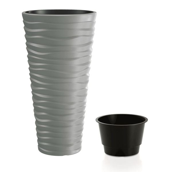 Kvetináč SAND SLIM šedý kameň 29,6 cm