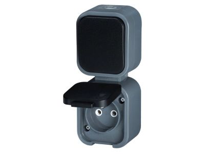 Jedna zásuvka + spínač ABEX GWN-B2/P sivo-čierna