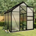 Skleník vidaXL so základným rámom, antracitový hliník, 3,61 m²