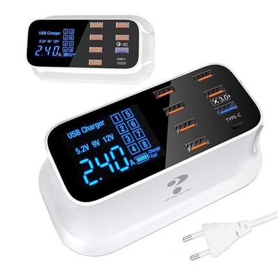 Nabíjačka telefónu, napájač 8x USB QC 3.0 TYP C 40W