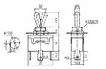 Prepínač páčkový  3pol./3pin ON-OFF-ON 250V/10A
