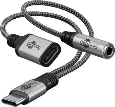 Adaptér GOOBAY 74524 2xUSB-C/JACK 3,5mm (pre počúvanie hudby)