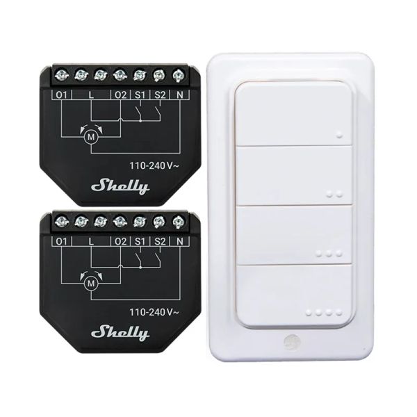 Sada 2 ovládačov žalúzií/záclon SHELLY Shutter + 4 tlačidlá BLU RC WiFi