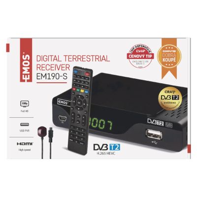 DVB-T2 prijímač em 190-s hd (hevc H265)