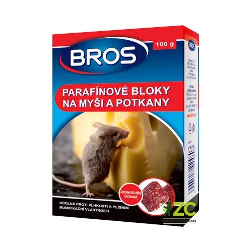 Parafínové bloky na myši, potkany BROS 100g