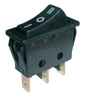 Prepínač kolískový 3pol./3pin (ON)-OFF-(ON) 250V/15A čierny