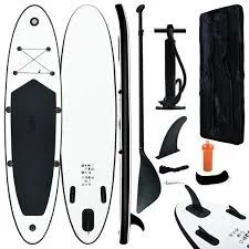 vidaXL Nafukovací SUP paddleboard čierno-biely
