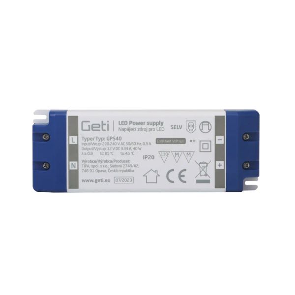 Zdroj spínaný pre LED 12V/ 40W  GETI  GPS40, IP20
