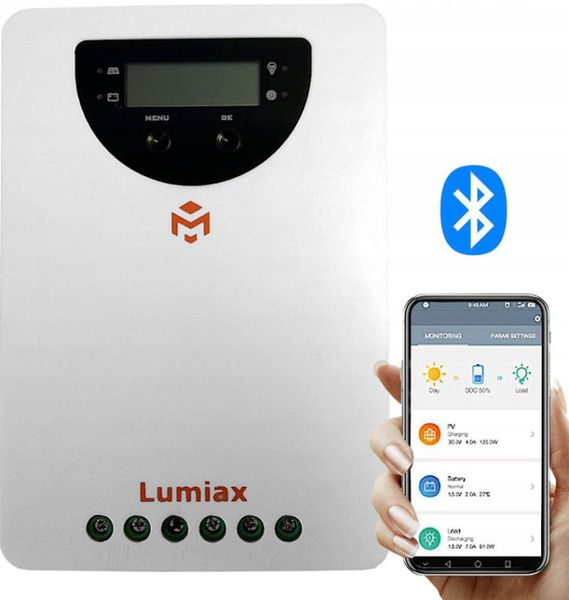 Solárny regulátor MPPT Lumiax MC4010BT, 12-24V/40A, bluetooth