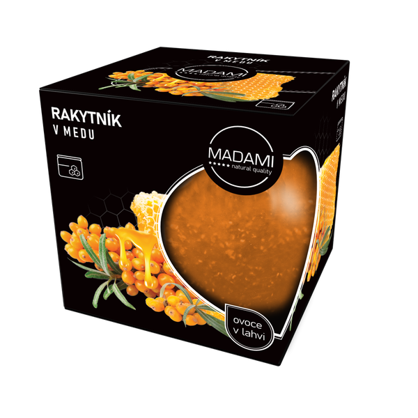 Rakytník v mede 590 g: ovocie v mede