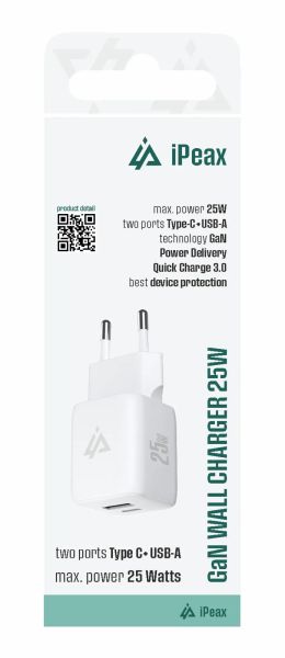 Adaptér USB iPEAX GaN USB/USB-C 90010130 White