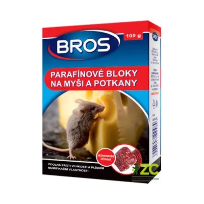 Parafínové bloky na myši, potkany BROS 100g