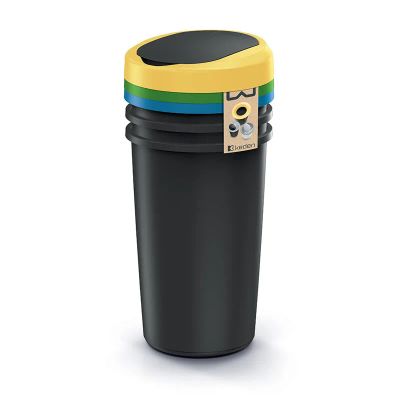 Kôš na odpad COMPACTA R FLAP SET čierny 3x25l