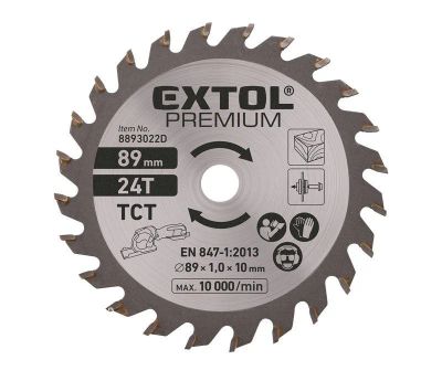 Kotúč pílový so SK plátkami, Ø89 x 2,0 x 10 mm, 24T, EXTOL PREMIUM