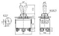 Prepínač páčkový  3pol./6pin  ON-OFF-ON 250V/10A skrut.
