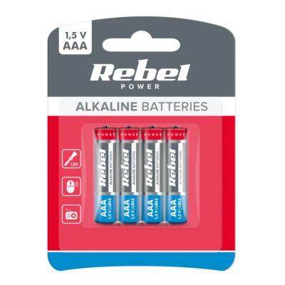 Batéria AAA LR03 alkalická REBEL Alkaline Power 4ks / blister BAT0060B