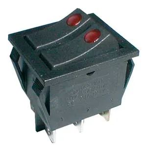 Prepínač kolískový 2x(2pol./3pin) ON-OFF 250V/15A pros. bod R