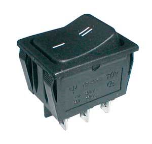 Prepínač kolískový 2-pol./6-pin ON-ON 250 V/15 A čierny
