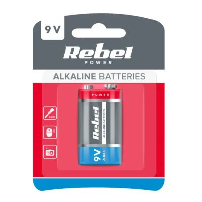 Batéria 6LR61 (9V) alkalická REBEL 1ks / blister BAT0062B