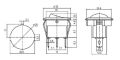 Prepínač kolískový okrúhly pros.  2pol./3pin  ON-OFF 250V/6A červený
