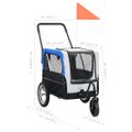 vidaXL Vozík pre domáce zvieratá na bicykel/beh 2-v-1, sivo modrý