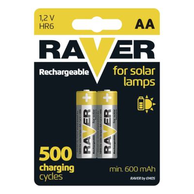 Batéria AA (R6) nabíjacia 1,2V/600mAh RAVER solar 2ks