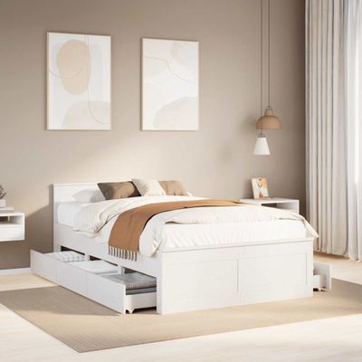 vidaXL Posteľ bez matraca s čelom biela 120x190 cm masívna borovica