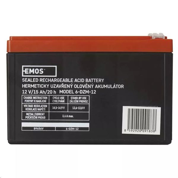 Batéria olovená 12V / 15Ah EMOS B9656V Trakčná (F 6,3mm)