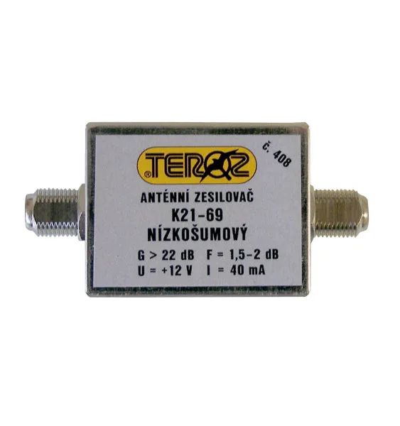 Anténny zosilňovač TEROZ 408X, UHF, G22dB, F1,5dB,U99dBµV, F-F