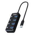USB rozbočovač GETI GUH4AS 4x USB-A 3.0 so spínačmi