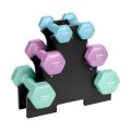 Sada litinových a neoprenových činkových závaží HEX se stojanem REBEL RBA-2340-ST2 12 kg