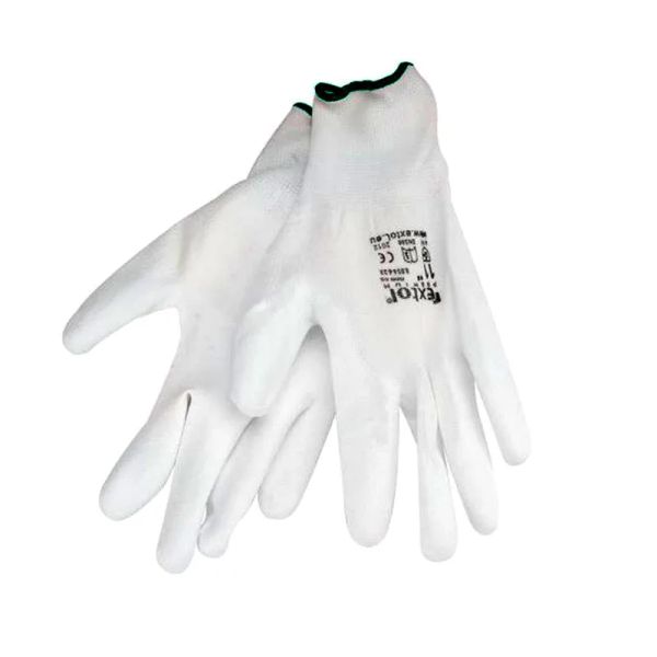 Rukavice 8 "biele z polyesteru polomáčané v PU, EXTOL PREMIUM
