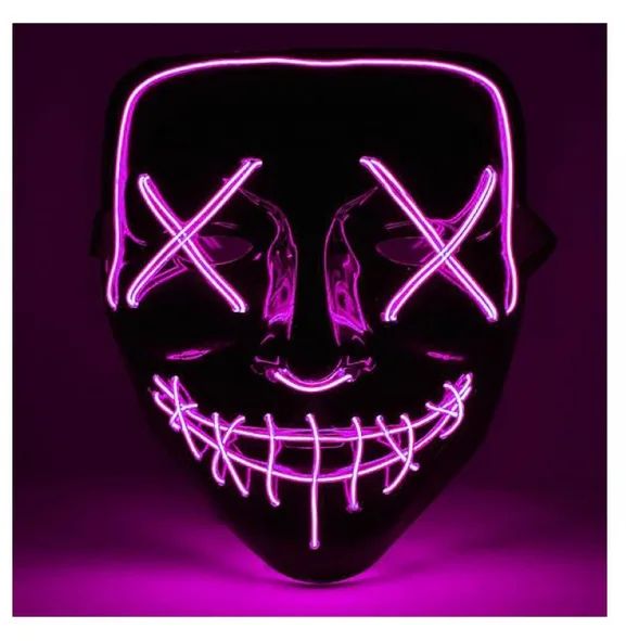 LED svietiaca maska – ružová | 3 režimy svietenia | Halloween, karneval, cosplay