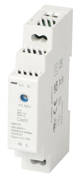 Zdroj spínaný na DIN lištu 5V/12W GETI GPS0512