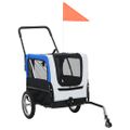 vidaXL Vozík pre domáce zvieratá na bicykel/beh 2-v-1, sivo modrý