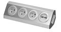 ORNO VIRONE FS-3 Povrchová rohová zásuvka 3x 230V, 2xUSB, nerez